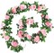 Artificial Pink Rose Garland Silk Rose Vines Hanging Fake Flower Garlands for Wedding Party Table Garden Arch Wall Home Room Decor